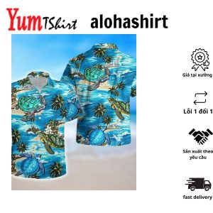 Coastal Serenade Oceanic Turtle Watercolor Hawaiian Shirt