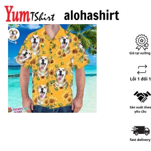 Custom Face Aloha Hawaiian Shirt Sunflower Pattern Aloha Hawaiian Shirt For Beach Party
