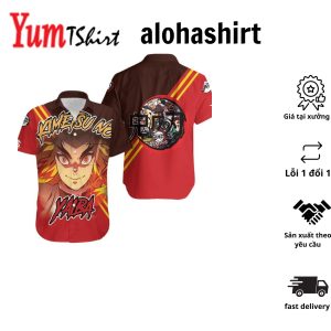 Demon Slayer Hawaii Shirt Rengoku Kyojuro Kimetsu No Yaiba Logo Red Hawaiian Shirt Demon Slayer Aloha Shirt