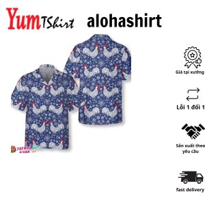Festive Winter Rooster Hawaiian Shirt Unique Chicken Shirt For Men & Women