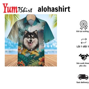 Finnish Lapphund Arctic Magic Woven Into 3D Hawaiian Tropical Shirt