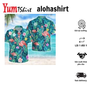 Flamingo – Green Tropical Hawaiian Shirt Summer Gift Hawaiian Shirts For Men Aloha Beach Shirt