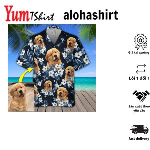 Flowers & Leaves Pattern Hawaiian Shirt Custom Photo Dog Floral Aloha Shirt For Men And Women