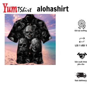 Halloween Hawaiian Shirt with Emotional Skull Design