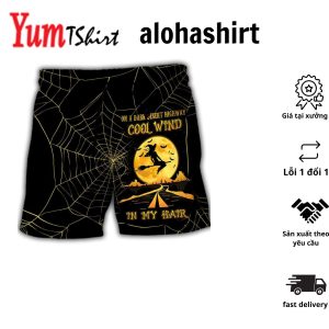 Halloween Witch On A Dark Desert Highway Hawaiian Shirt Unisex Print Aloha Short Sleeve Casual Shirt