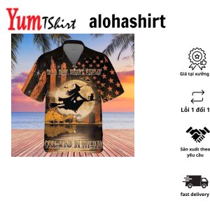 Halloween Witch On A Dark Desert Highway Hawaiian Shirt Unisex Print Aloha Short Sleeve Casual Shirt