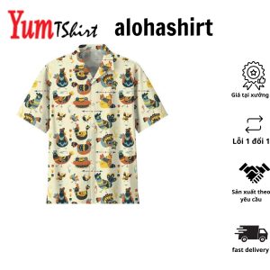 Hawaiian Shirt with Cartoon Chicken Print for Summer