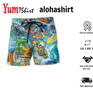 Hippie Live To Surf To Live Aloha Hawaiian Beach Shorts