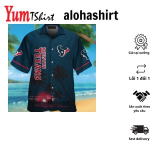 Houston Texans Short Sleeve Button Up Tropical Hawaiian Shirt VER019