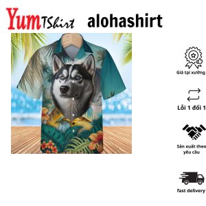 Husky Mystique 3D Hawaiian Shirt Revering Tropical Snowscapes