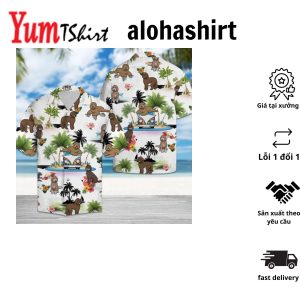 Lighthouse Cartoon Pattern Print Lapel Men’s Short Aloha Hawaiian Shirt