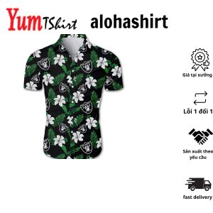 Las Vegas Raiders Hawaiian Shirt Tropical Flower Pattern
