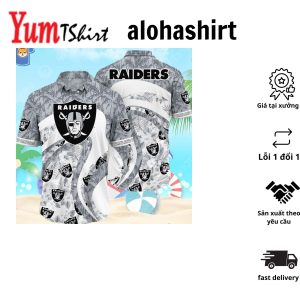 Las Vegas Raiders Hawaiian Themed Button Up Shirt