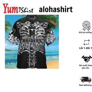 Las Vegas Raiders Short Sleeve Button Up Tropical Hawaiian Shirt VER026