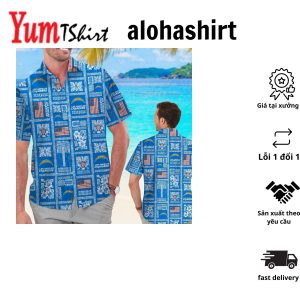 Los Angeles Chargers Sugarskull Short Sleeve Button Up Tropical Hawaiian Shirt