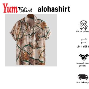Men Leopard Snake Print Single Pocket Hawaiian Shirt Summer Gifts