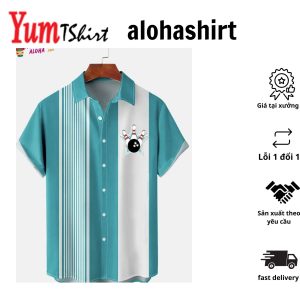 Men’s Colorful Geometric Shapes Printed Bowling Shirt