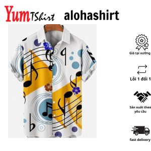 Men’s Music Casual Print Loose Hawaii Shirt Gift For Music Lovers