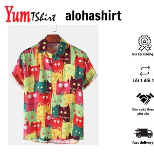 Men’s Cartoon Shirt Collar Casual Hawaiian Shirt
