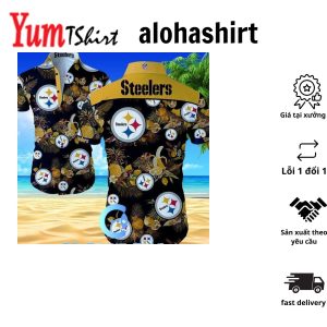 Nfl Pittsburgh Steelers Black Yellow Ball Hawaiian Shirt Aloha Shirt