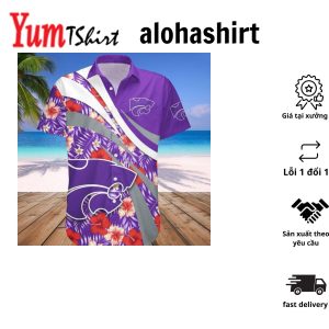 NCAA Kansas State Wildcats Silver Purple Polynesian Hawaiian Shirt V6 Aloha Shirt
