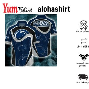 Ncaa Penn State Nittany Lions Blue Grey Hawaiian Shirt V2 Aloha Shirt