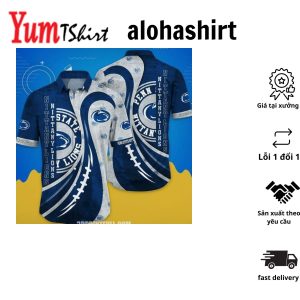 Ncaa Penn State Nittany Lions Blue Grey Hawaiian Shirt V3 Aloha Shirt