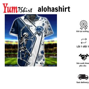 Ncaa Penn State Nittany Lions Skellingon Blue White Hawaiian Shirt Aloha Shirt