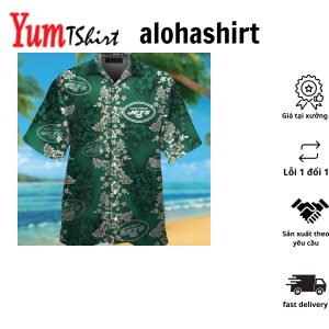 New York Jets Short Sleeve Button Up Tropical Hawaiian Shirt VER011