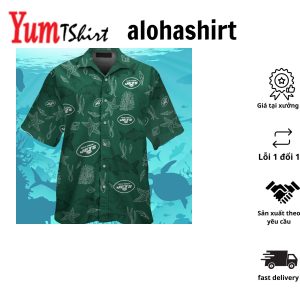 New York Jets Short Sleeve Button Up Tropical Hawaiian Shirt VER012