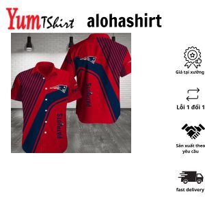 Nfl New England Patriots Red Dark Blue Stripes Hawaiian Shirt Aloha Shirt