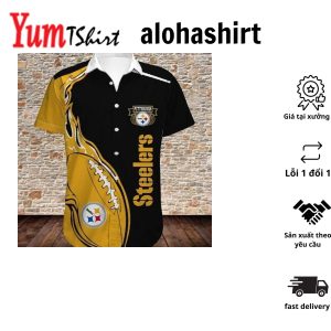 Nfl Pittsburgh Steelers Black Yellow Ball Hawaiian Shirt Aloha Shirt