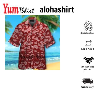 Oklahoma Sooners Short Sleeve Button Up Tropical Hawaiian Shirt VER07