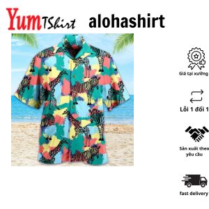 Pattern Zebra Colorful Hawaiian Shirt 3D