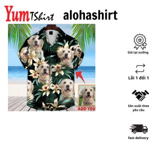 Personalized Photo Hawaiian Shirt Dog Flowers Pattern ShortSleeve Hawaiian Shirt Dog Hawaiian Shirt For Men Women