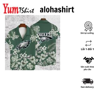 Philadelphia Eagles Coconut Leaves and Skulls Hawaiian Shirt and Shorts Tropical Vibes