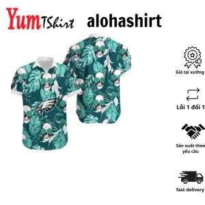 Philadelphia Eagles Coconut Leaves and Skulls Hawaiian Shirt and Shorts Tropical Vibes