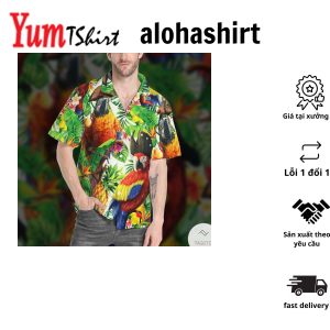 Pirate Parrot Amidst LusJungle Scenes Vivid Hawaiian Shirt