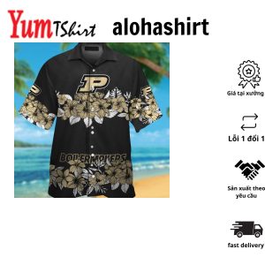 Purdue Boilermakers Short Sleeve Button Up Tropical Hawaiian Shirt VER03