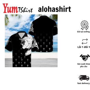 Pure Elegance Captured in Black Tropical Aloha Shirt