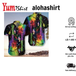 Resort Casual Note Pattern Short Sleeve Shirt Guitar Aloha Shirt Gift For Guitar Lover