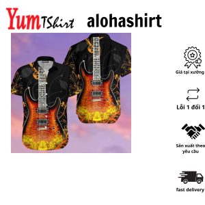 Resort Casual Note Pattern Short Sleeve Shirt Guitar Aloha Shirt Gift For Guitar Lover