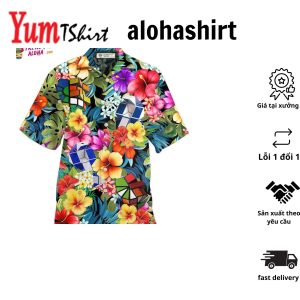Rubik Snake Tropical Style With Flower Hawaiian Shirt