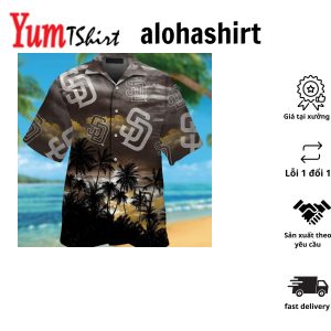 San Diego Padres Short Sleeve Button Up Tropical Hawaiian Shirt VER09