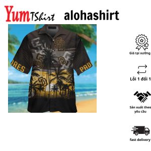 San Diego Padres Snoopy Short Sleeve Button Up Tropical Hawaiian Shirt