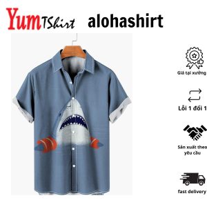 Shark Print Casual Hawaiia Short Sleeve Shirt