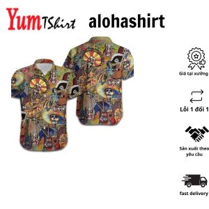 Skeleton Pumpkin Halloween Hawaiian Shirt Unisex Print Aloha Short Sleeve Casual Shirt