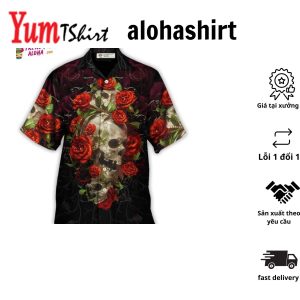 Skull And Roses Art Hawaiian Shirt
