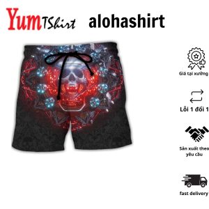 Skull Electric Dream Or Die Aloha Hawaiian Beach Shorts