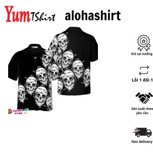 Skull In Barbed Wire Gothic Hawaiian Shirt Black Skull Goth Hawaiian Shirt